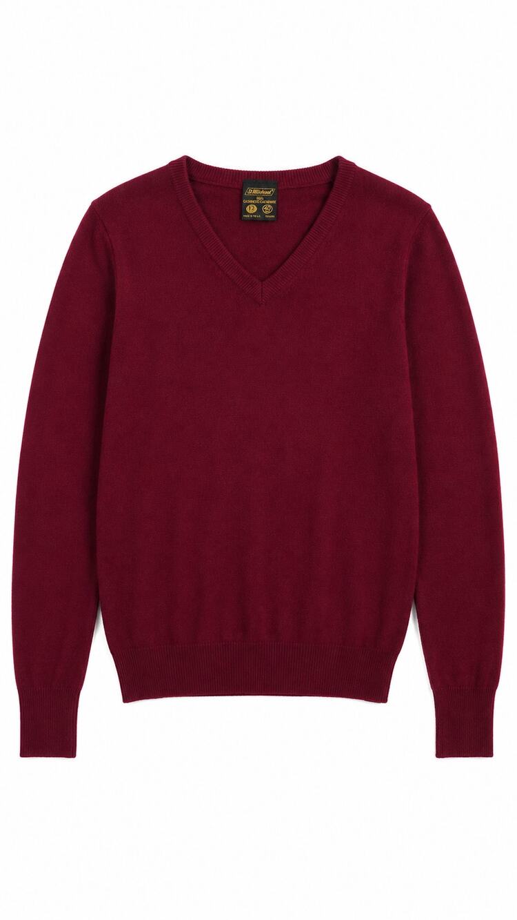 Vintage St Michael Marks & Spencer 100% Cashmere V-Neck Sweater, Burgundy Size S